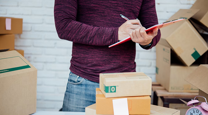 Person working on e-commerce order fulfillment