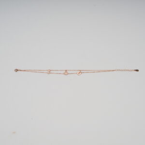 AGOR 925 Sterling Silver Adjustable "I Love U" Charm Bracelet | Rose Gold Finish Two-Layer Romantic Bracelet