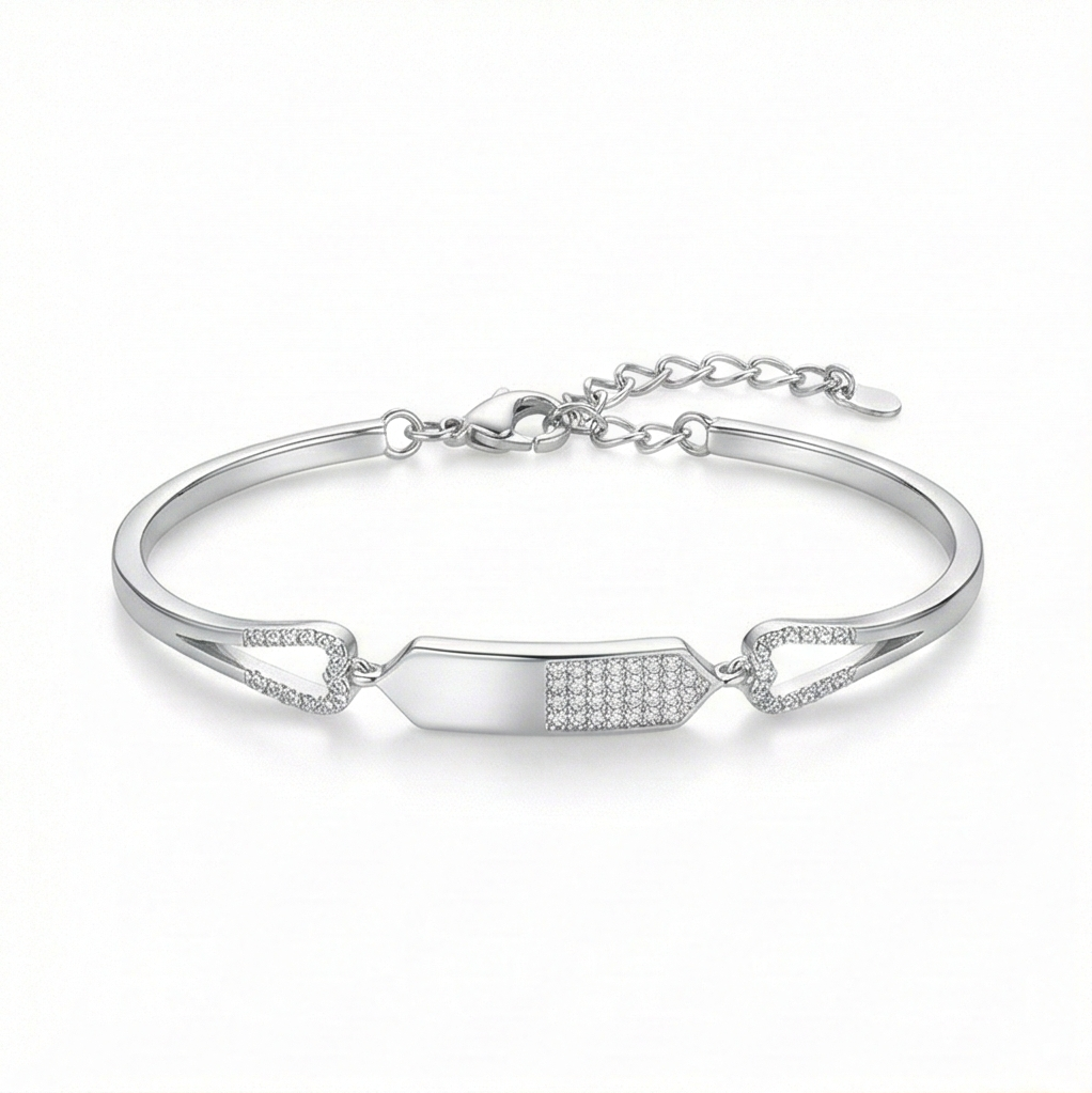 925 Sterling Silver Asymmetric Bar Hinged Bangle Bracelet Jewellery for Women High Polish Finish