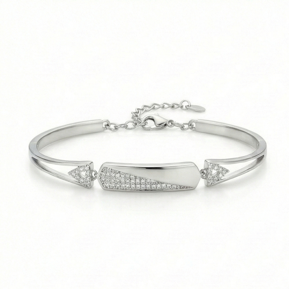 925 Sterling Silver Geometric Bar Bangle Bracelet Jewellery for Women High Polish Finish