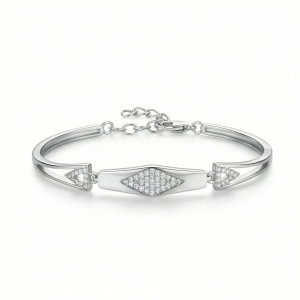 925 Sterling Silver Geometric Rhombus Hinged Bangle Bracelet Jewellery for Women High Polish Finish