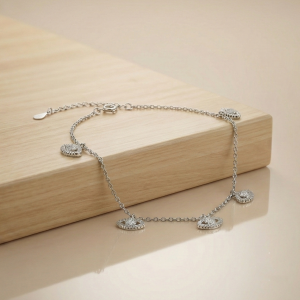 925 Sterling Silver Evil Eye Protection Charm Anklet Silver Finish Jewellery