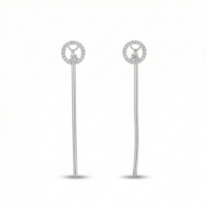 925 Sterling Silver Geometric Circle and Long Bar Drop Earrings Jewellery for Women