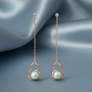 925 Sterling Silver Rose Gold Plated Mint Pearl Drop Earrings Jewellery