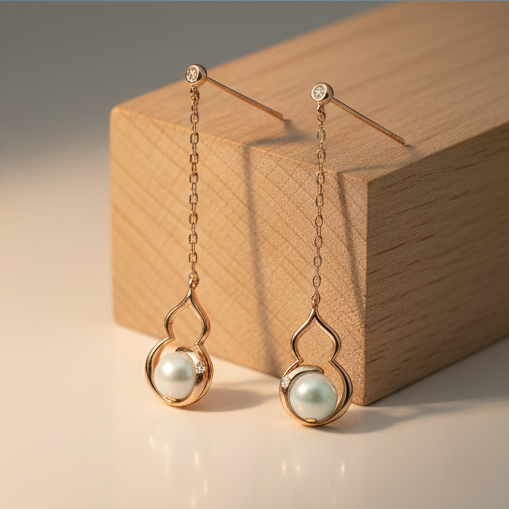 925 Sterling Silver Rose Gold Plated Mint Pearl Drop Earrings Jewellery