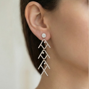 925 Sterling Silver Rose Gold Plated Geometric Chevron Drop Earrings Jewellery
