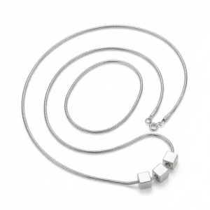 925 Sterling Silver Minimalist Triple Geometric Cube Pendant Necklace High Polish Jewellery for Women