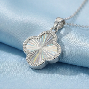 925 Sterling Silver Sunburst Clover Pendant Necklace Jewellery