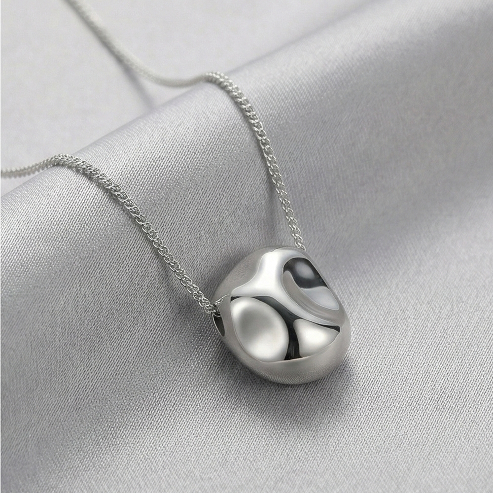 925 Sterling Silver Abstract Organic Shape Pendant Necklace Jewellery for Women