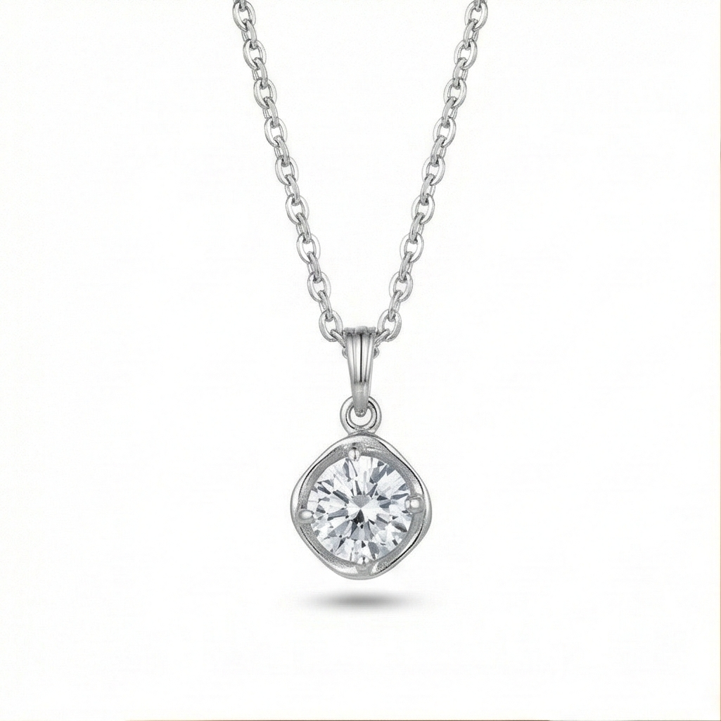 925 Sterling Silver Classic Round Solitaire Pendant Necklace Jewellery for Women