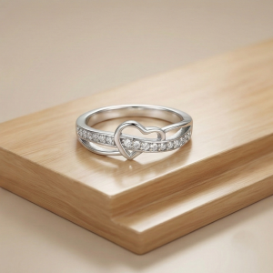 925 Sterling Silver Intertwined Open Heart Ring Jewellery for Women