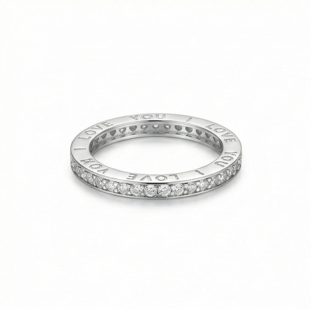 925 Sterling Silver Love You Engraved Eternity Band Ring Jewellery for Women