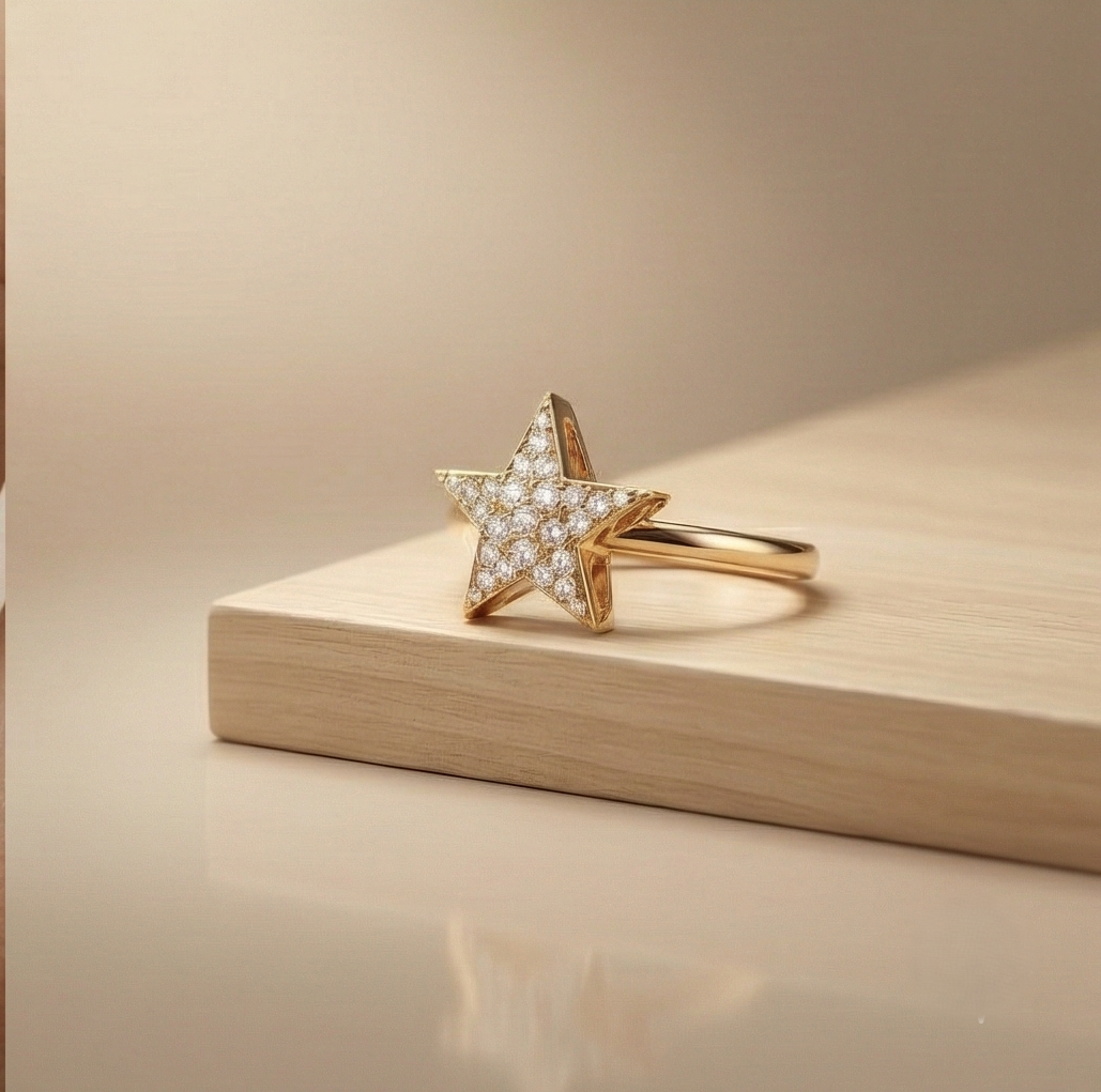 925 Sterling Silver Celestial Star Ring Rose Gold Plated Statement Jewellery for Women and Girls