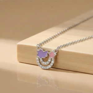 925 Sterling Silver Enamel Cloud Star and Rainbow Charm Pendant Necklace Jewellery for Girls
