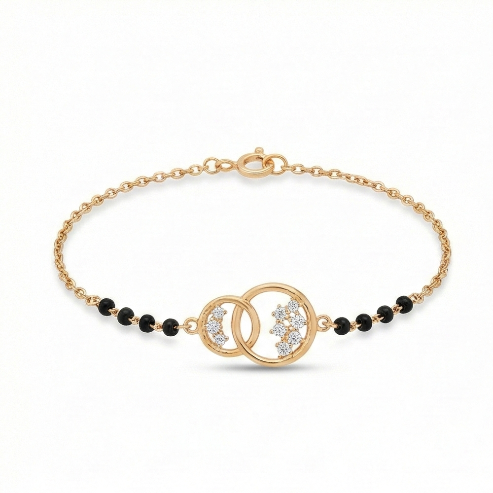 925 Sterling Silver Interlocking Circle Mangalsutra Bracelet Jewellery Rose Gold Plated