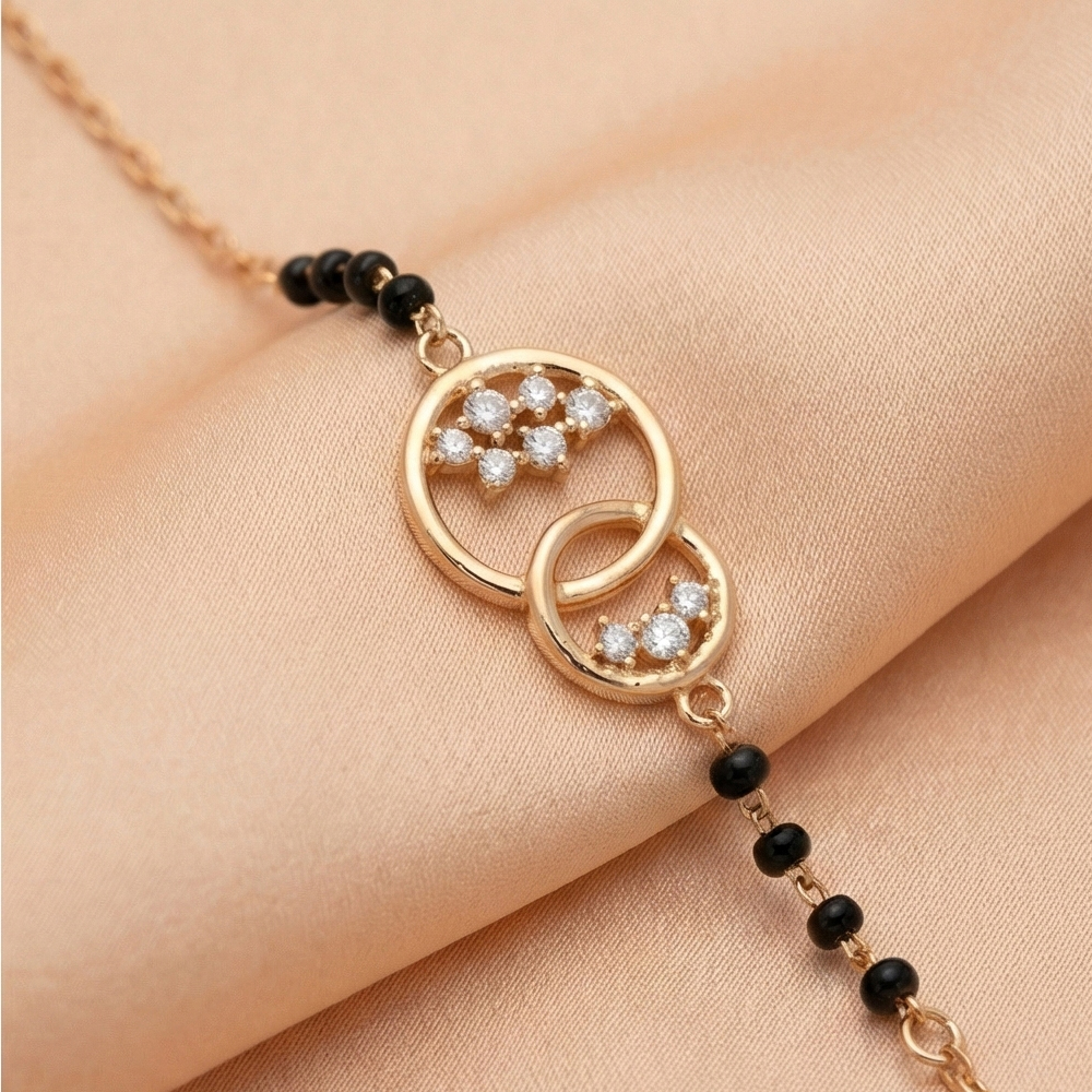 925 Sterling Silver Interlocking Circle Mangalsutra Bracelet Jewellery Rose Gold Plated