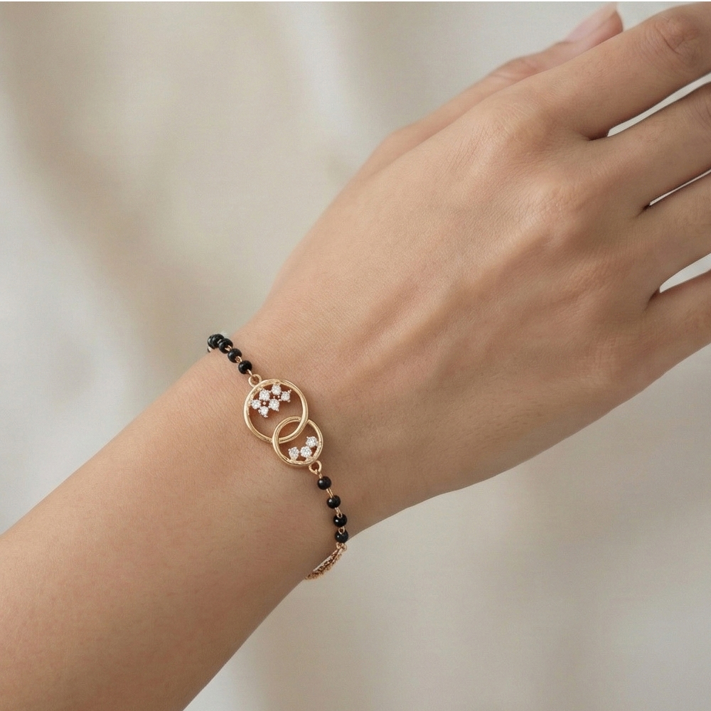 925 Sterling Silver Interlocking Circle Mangalsutra Bracelet Jewellery Rose Gold Plated