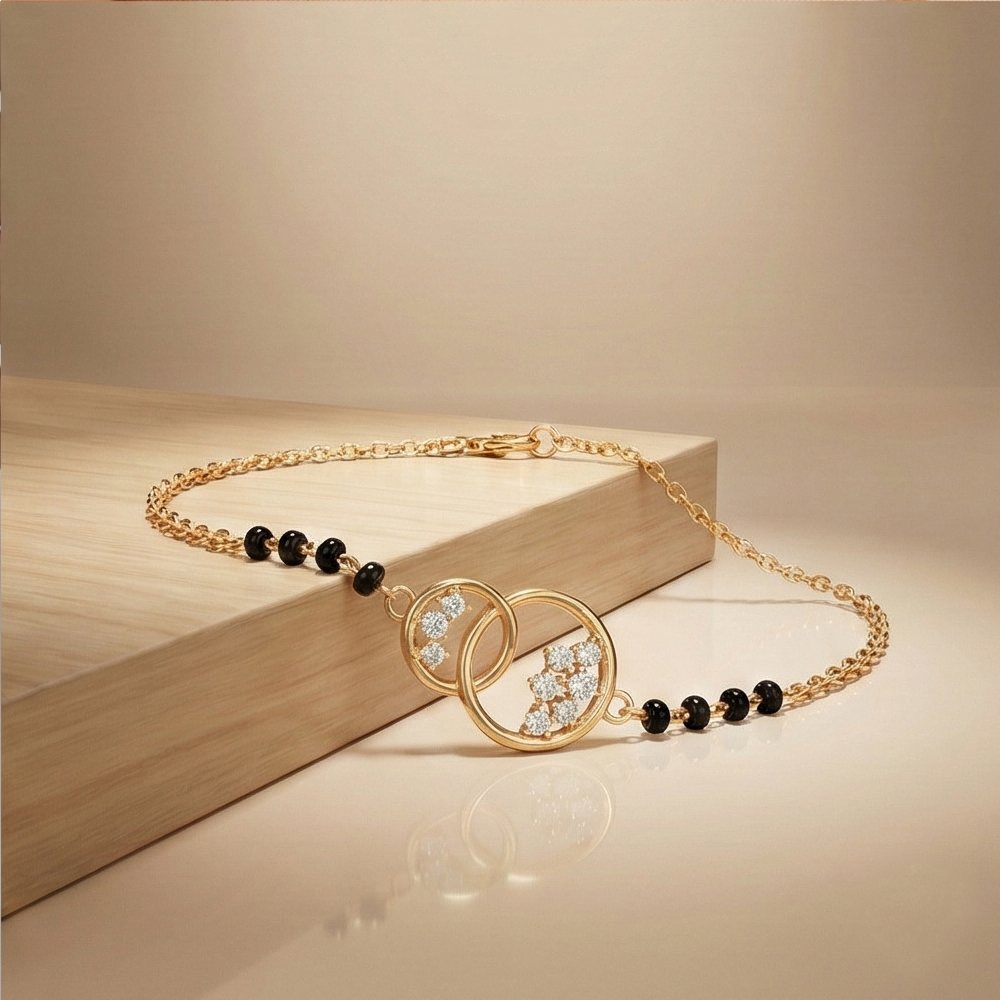 925 Sterling Silver Interlocking Circle Mangalsutra Bracelet Jewellery Rose Gold Plated