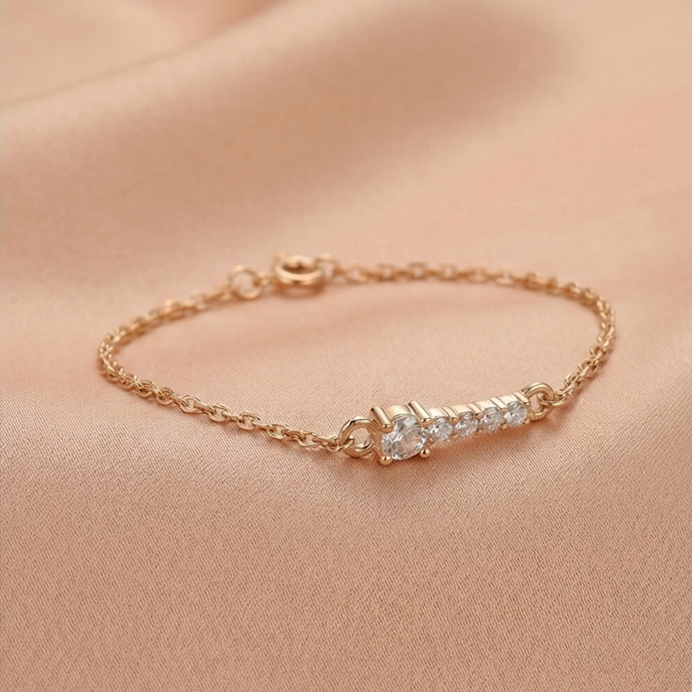 925 Sterling Silver Linear Bar Bracelet Jewellery Rose Gold Plated for Women