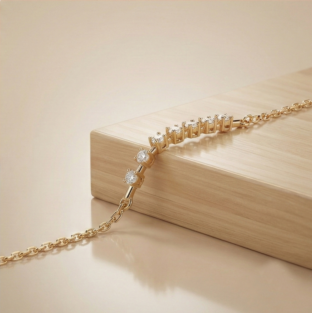 925 Sterling Silver Curved Stone Bar Bracelet Jewellery Gold Plated