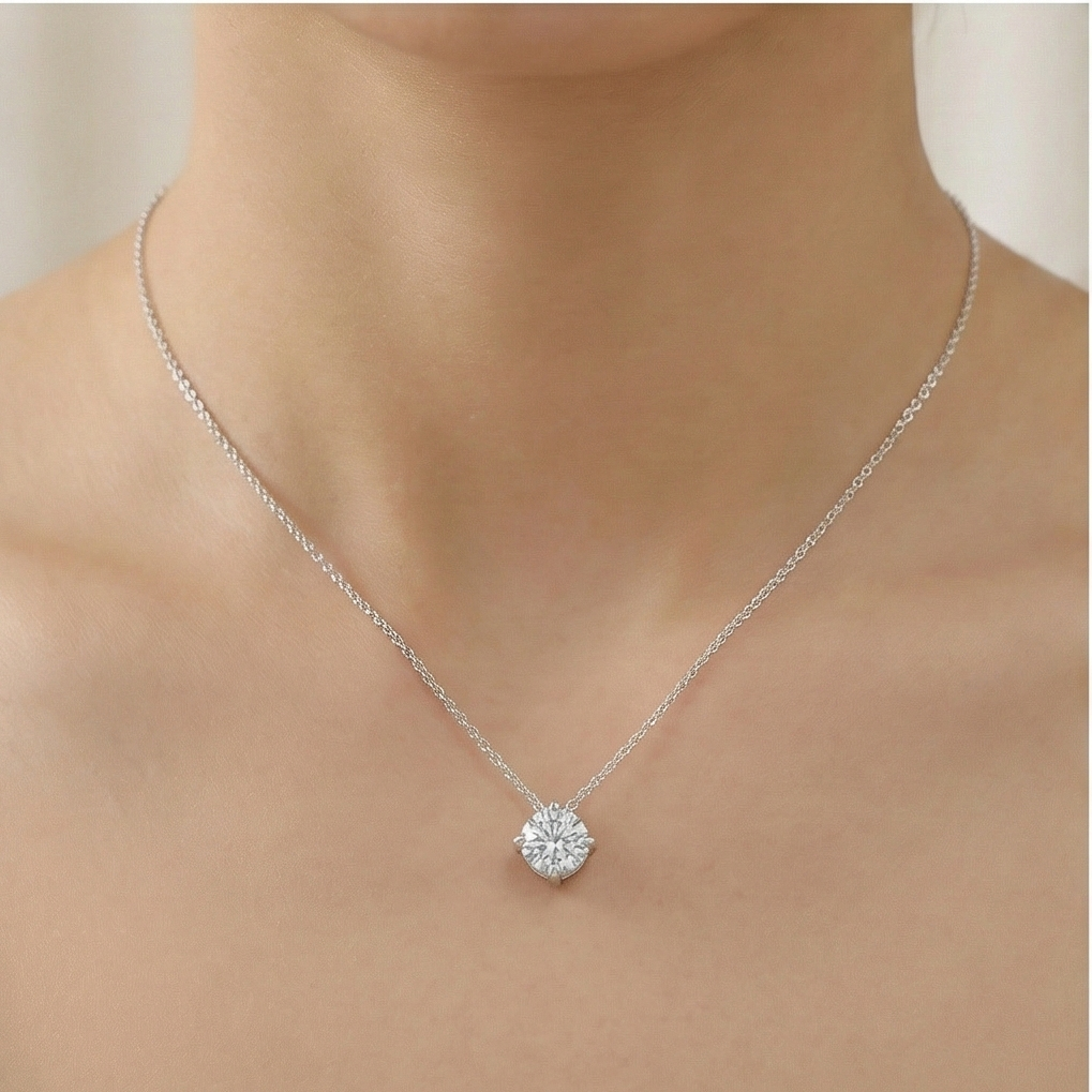 925 Sterling Silver Classic Cushion Frame Solitaire Pendant Necklace Jewellery for Women