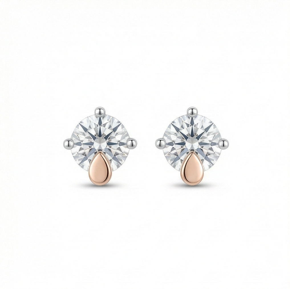 925 Sterling Silver Two Tone Solitaire Stud Earrings Jewellery for Women