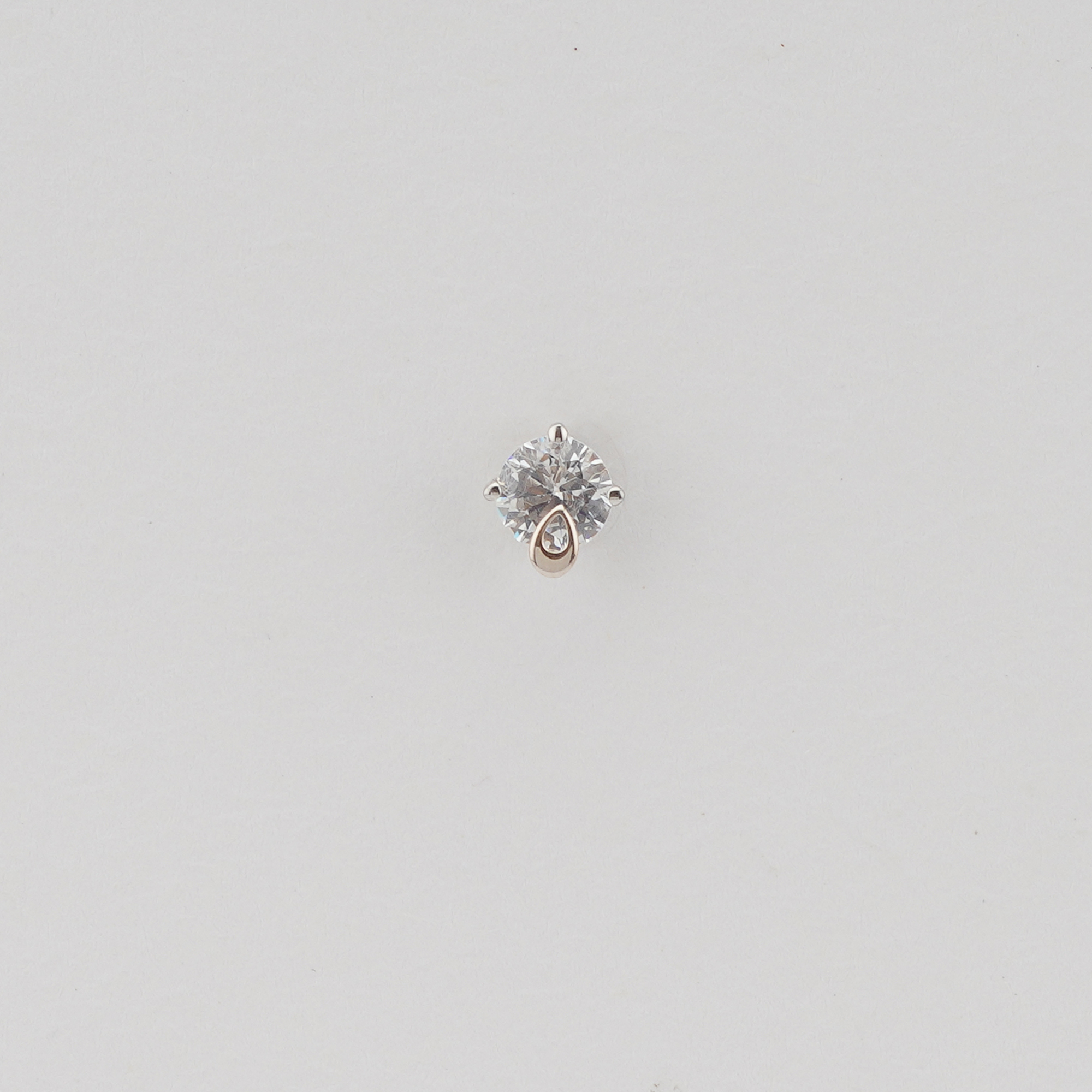 925 Sterling Silver Solitaire Stud Earrings with Rose Gold Drop Accent Jewellery