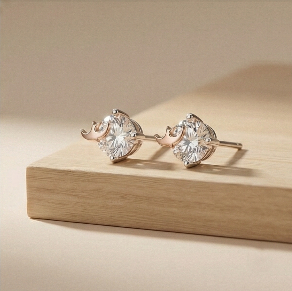 925 Sterling Silver Celestial Moon Solitaire Stud Earrings Jewellery