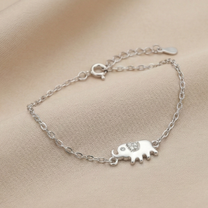 925 Sterling Silver Lucky Elephant Bracelet for Women, Cute Animal Motif Jewellery