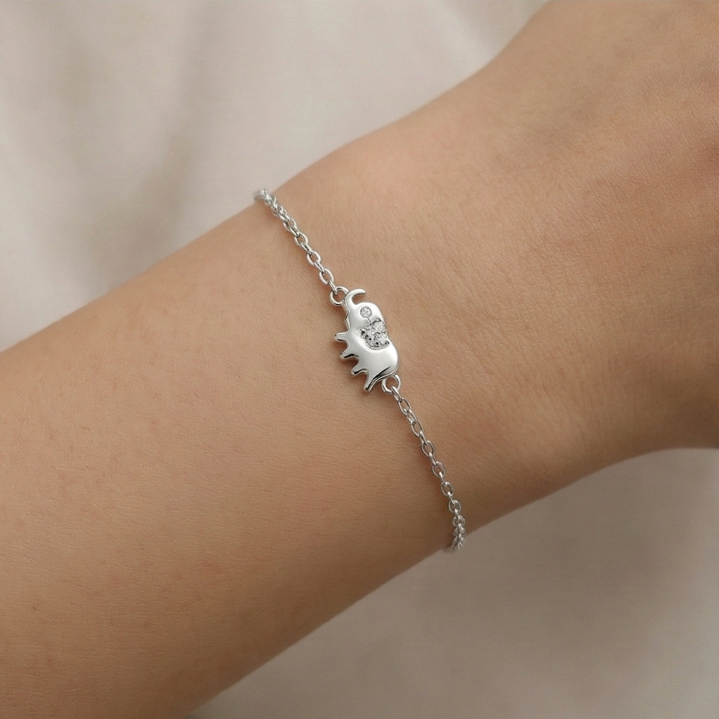 925 Sterling Silver Lucky Elephant Bracelet for Women, Cute Animal Motif Jewellery