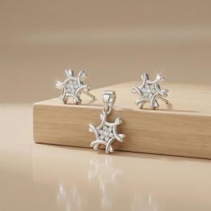 925 Sterling Silver Abstract Sunburst Pendant Set Rhodium Plated Jewellery
