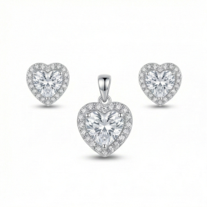 925 Sterling Silver Heart Halo Pendant Set Rhodium Plated Jewellery
