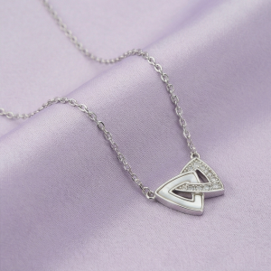 925 Sterling Silver Interlocking Triangle Geometric Necklace Jewellery for Women