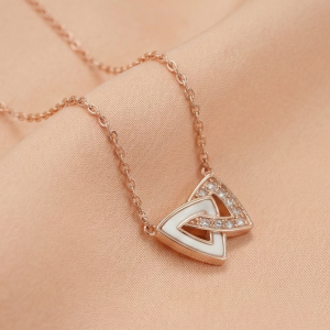 925 Sterling Silver Rose Gold Plated Interlocking Triangle Necklace Jewellery for Women