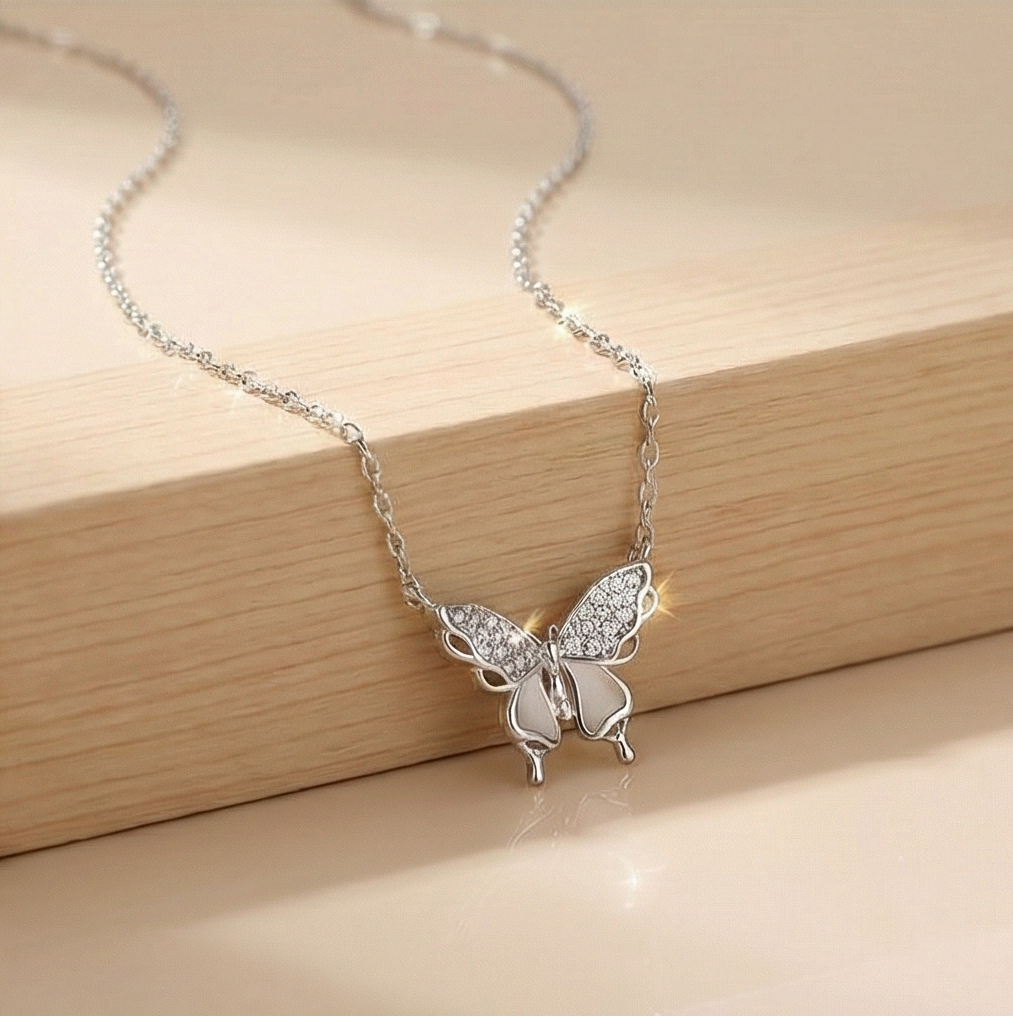 925 Sterling Silver Butterfly Pendant Necklace Rhodium Finish Jewellery for Women