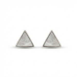 925 Sterling Silver Geometric Triangle Stud Earrings Mother of Pearl Inlay Jewellery