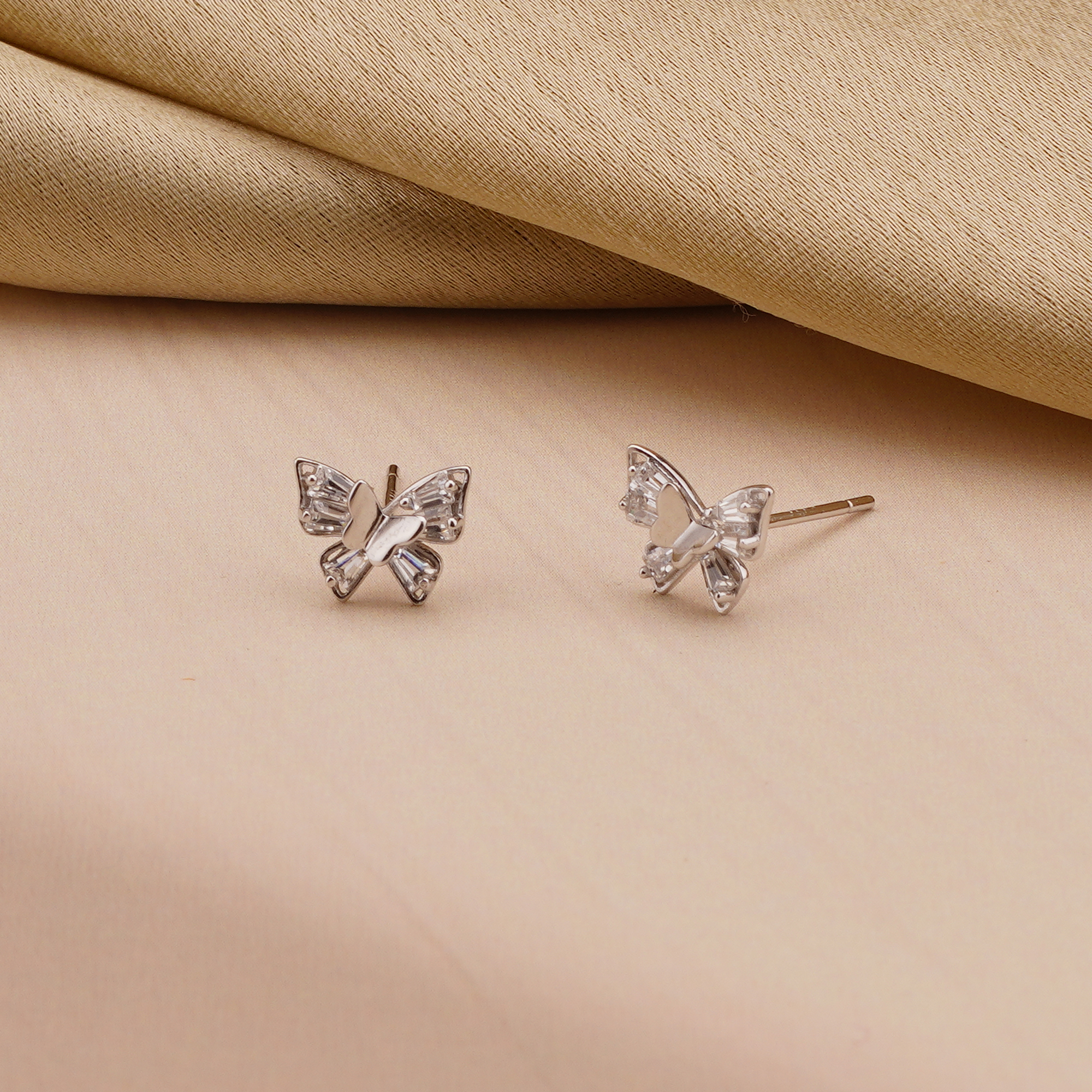 925 Sterling Silver Butterfly Stud Earrings High Polish Jewellery for Women & Girls