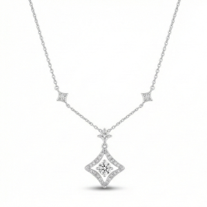 925 Sterling Silver Geometric Pendant Necklace Rhodium Plated Jewellery for Women
