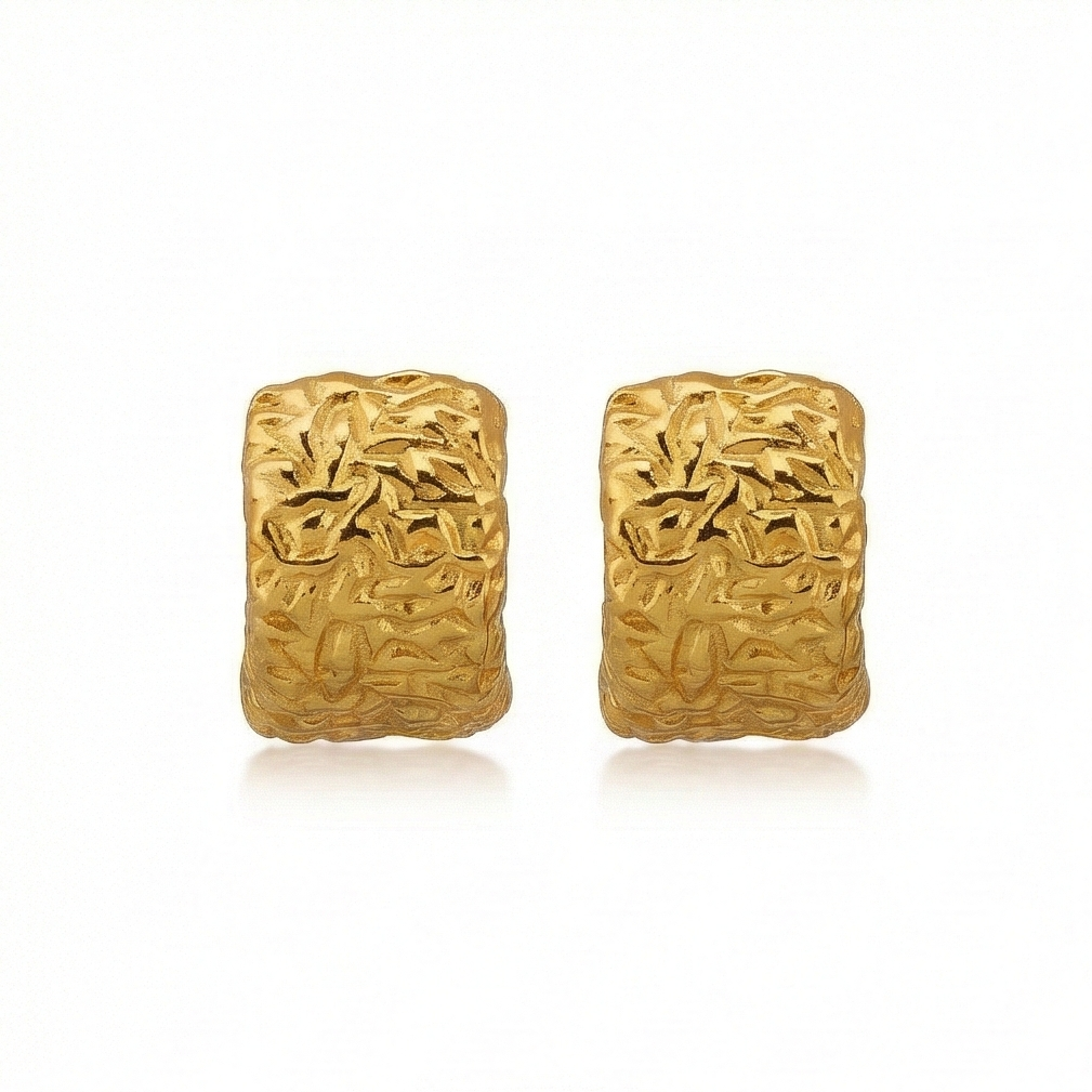 925 Sterling Silver Textured Huggie Hoop Earrings Gold Plated Contemporary Jewellery