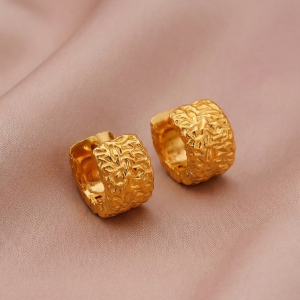 925 Sterling Silver Textured Huggie Hoop Earrings Gold Plated Contemporary Jewellery
