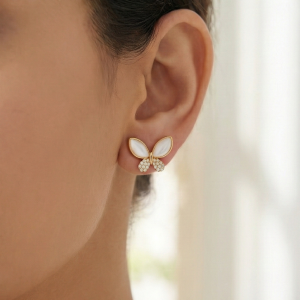 925 Sterling Silver Butterfly Stud Earrings Gold Plated Nature Inspired Jewellery