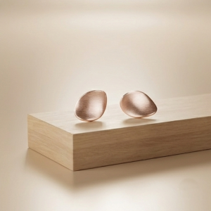 925 Sterling Silver Organic Oval Stud Earrings Matte Finish Minimalist Jewellery