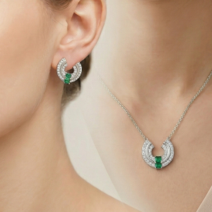 LUXE 925 Sterling Silver U-Shaped Geometric Necklace and Earrings Set in High Polish Finish Fine Jewellery