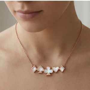 LUXE 925 Sterling Silver Rose Gold Plated Playing Card Suits Necklace Women's Jewellery