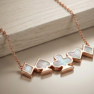 LUXE 925 Sterling Silver Rose Gold Plated Playing Card Suits Necklace Women's Jewellery
