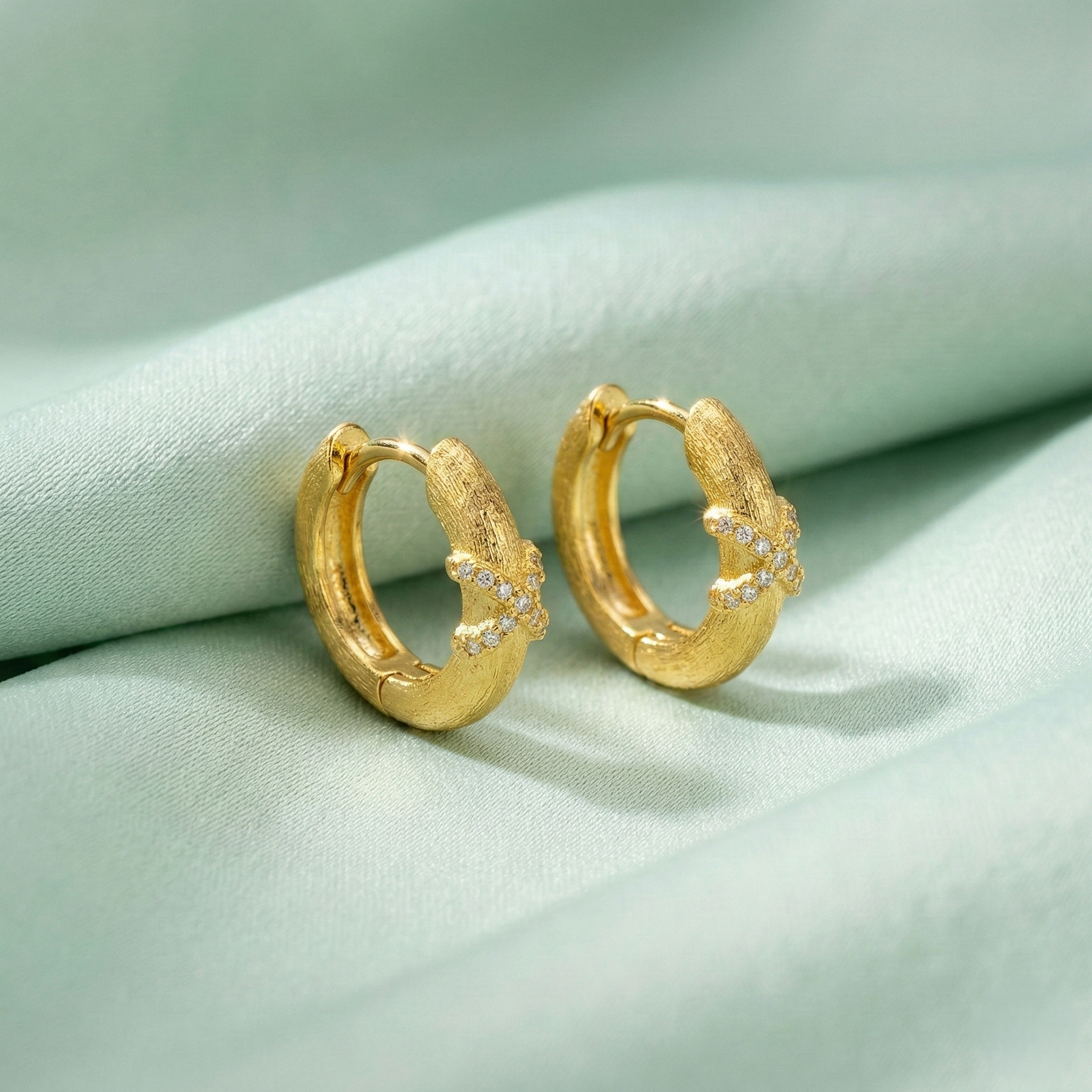 LUXE 925 Sterling Silver Textured Criss-Cross Hoop Earrings Yellow Gold Finish Fine Jewellery for Women