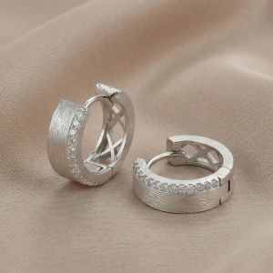LUXE 925 Sterling Silver Brushed Cut-Out Lattice Hoop Earrings High Polish Rhodium Finish Fine Jewellery for Women