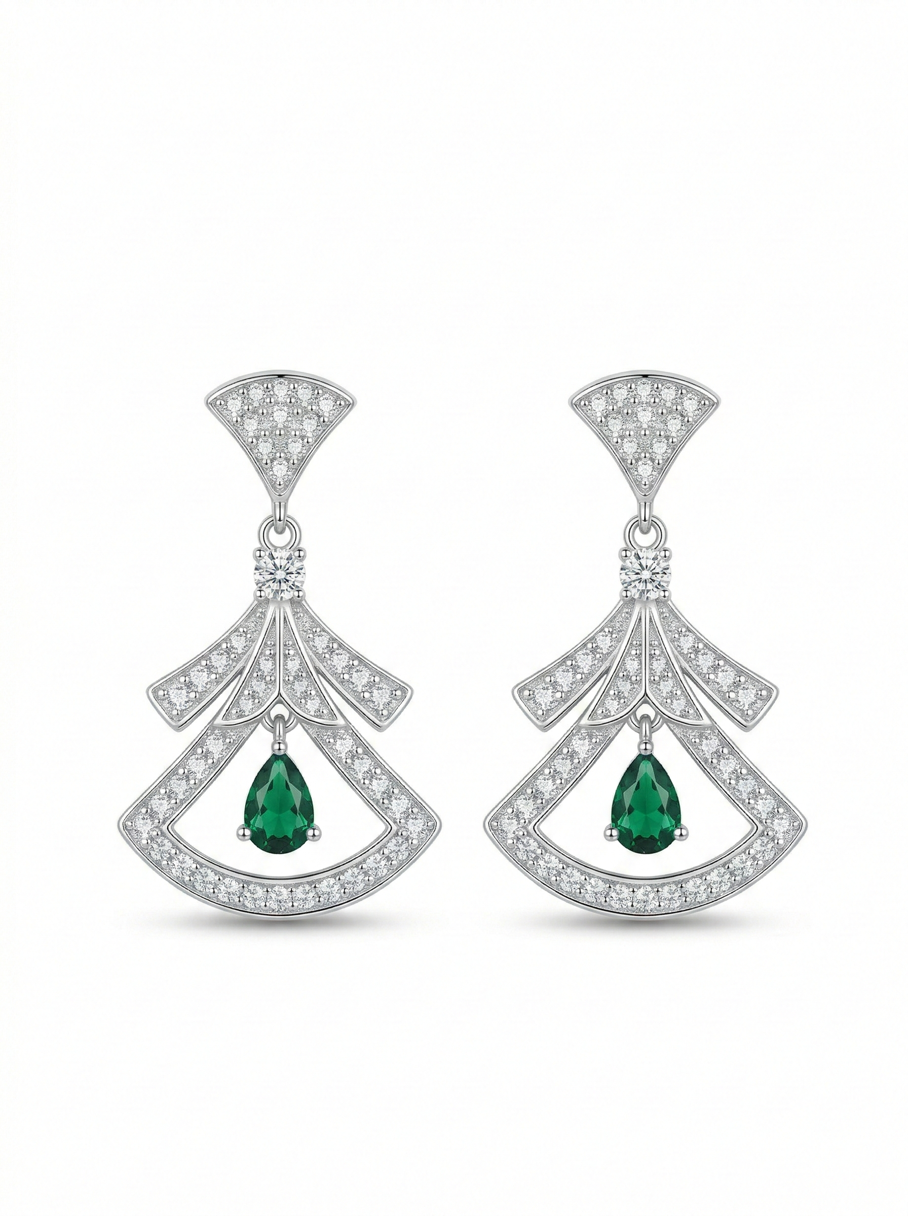 LUXE 925 Sterling Silver Art Deco Geometric Drop Earrings Rhodium Finish Vintage Jewellery for Women