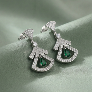 LUXE 925 Sterling Silver Art Deco Geometric Drop Earrings Rhodium Finish Vintage Jewellery for Women