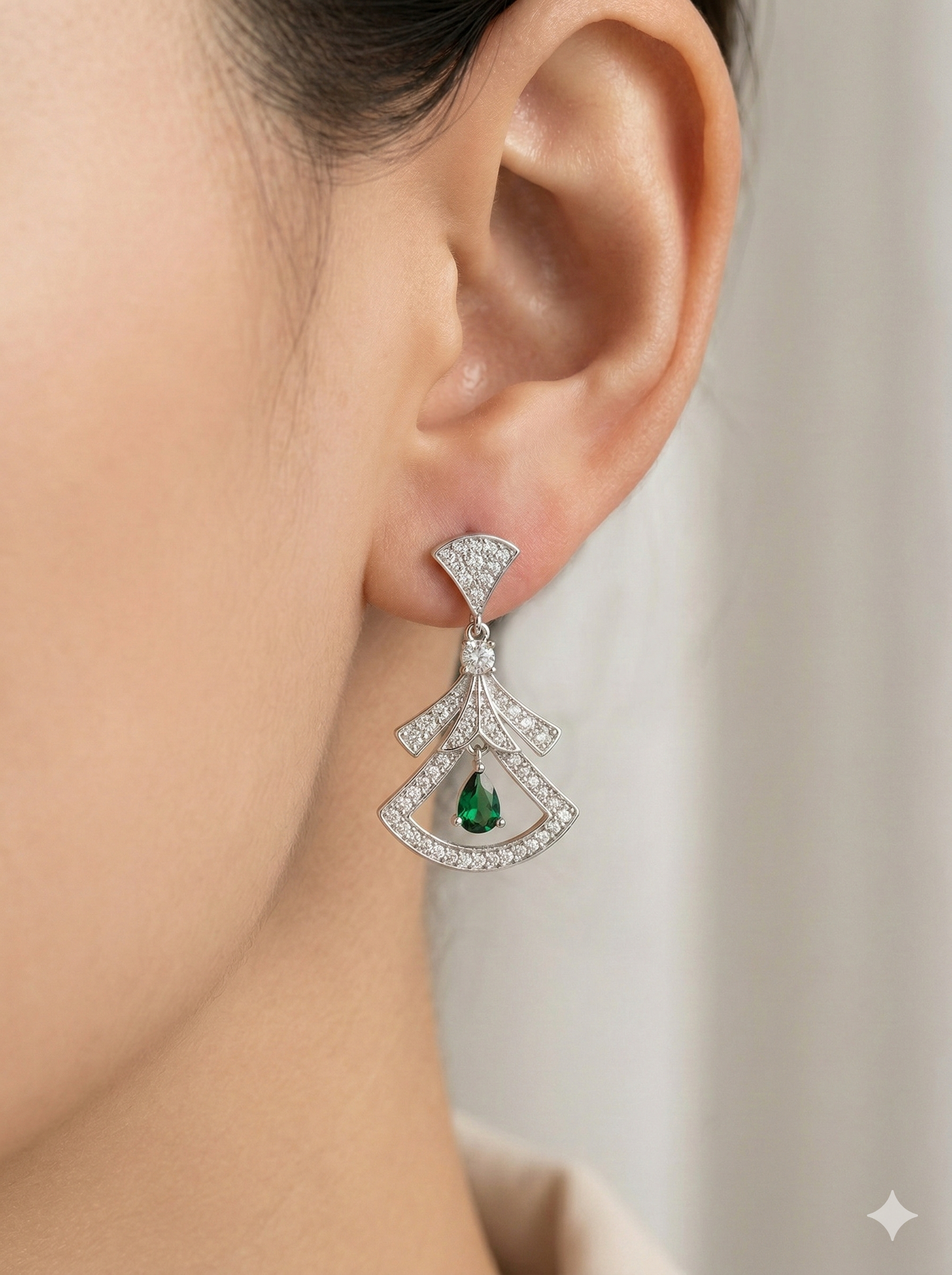LUXE 925 Sterling Silver Art Deco Geometric Drop Earrings Rhodium Finish Vintage Jewellery for Women